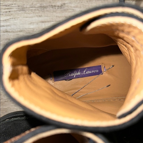 Ralph Lauren Collection Black Embry Calf-Suede High Top Lace Up Sneakers Sz 7.5 - Picture 11 of 12